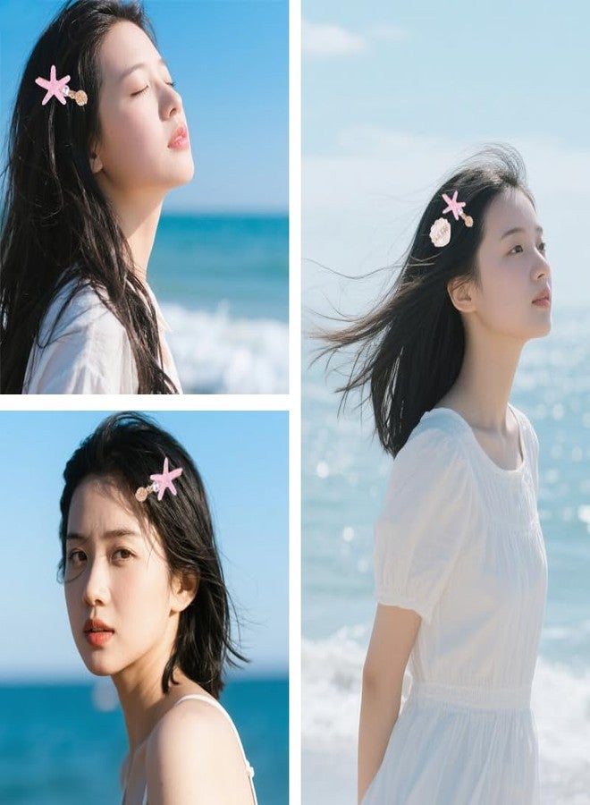 Sdopbinbin Starfish Seashell Hair Accessories for Women Girls Kids Pink Starfish Hair Clip Halloween Hair Clips Barrette for Women Sea Star Shell Hair Clip Beach Ocean Hair Clips for Girls Seashell Hairpins 3Pcs - Image 5